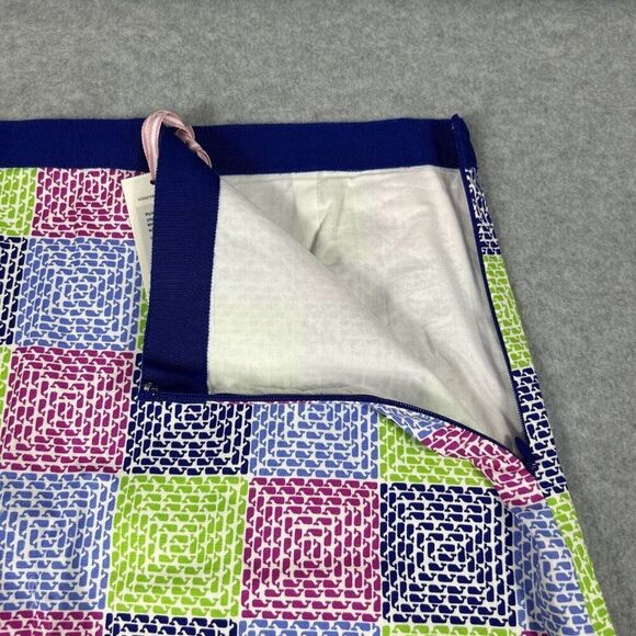 NWT Vineyard Vines Size 8 Mini Skirt Multicolor Patchwork Whale Print Prep Women - Picture 7 of 9
